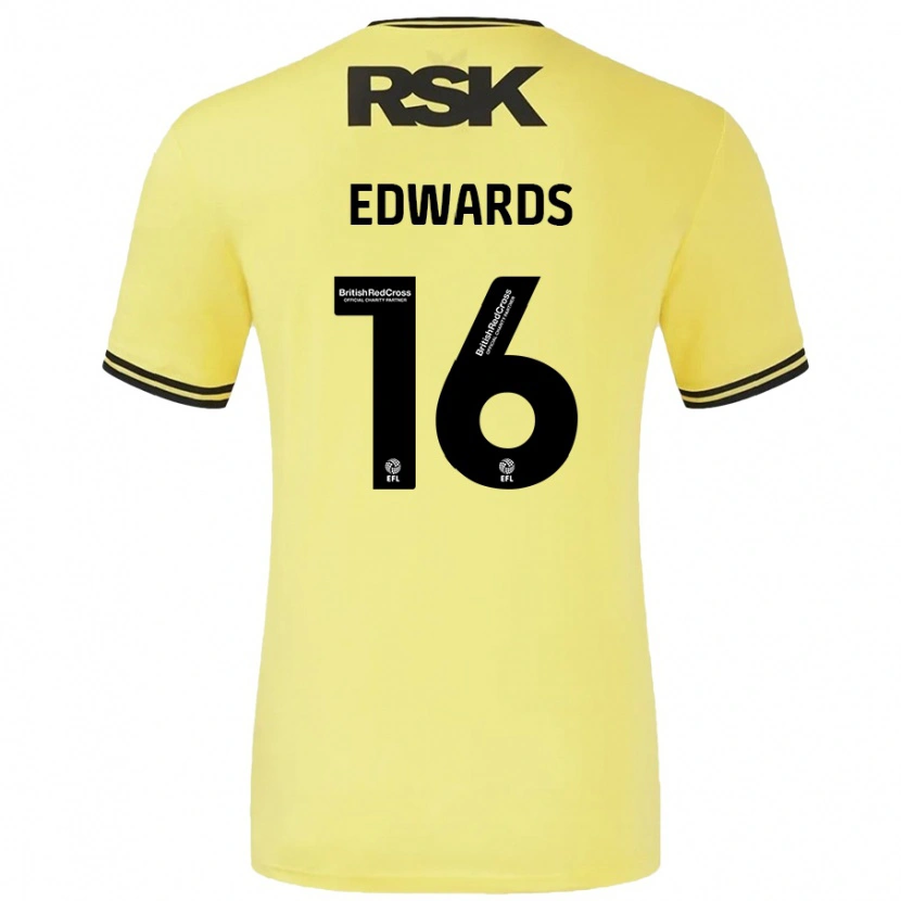 Danxen Dzieci Josh Edwards #16 Żółty Czarny Wyjazdowa Koszulka 2024/25 Koszulki Klubowe