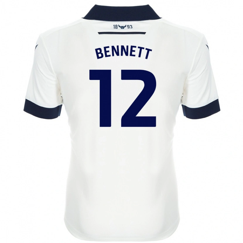 Danxen Dzieci Joe Bennett #12 Biały Granatowy Wyjazdowa Koszulka 2024/25 Koszulki Klubowe