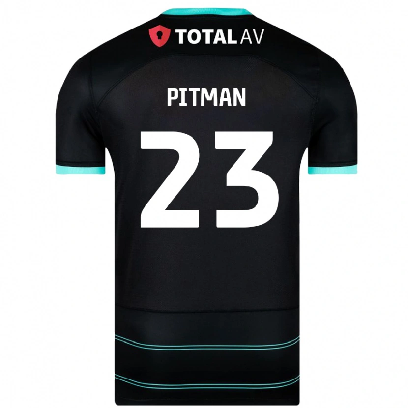 Danxen Dzieci Emily Pitman #23 Czarny Wyjazdowa Koszulka 2024/25 Koszulki Klubowe
