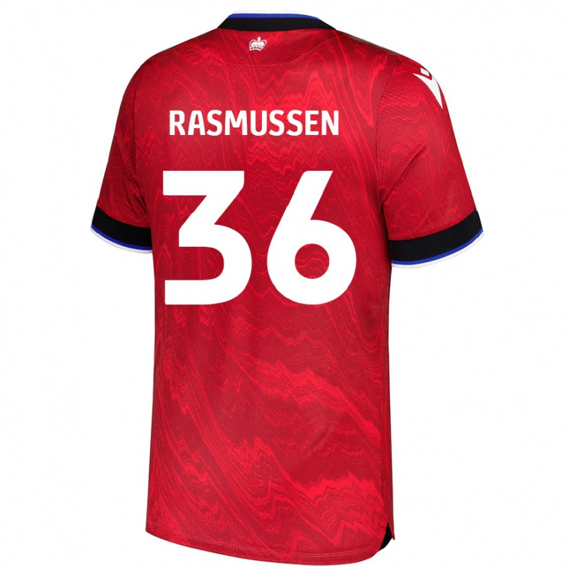 Danxen Dzieci Tash Rasmussen #36 Czerwony Czarny Wyjazdowa Koszulka 2024/25 Koszulki Klubowe