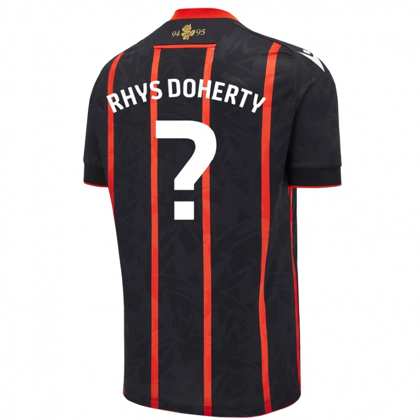 Danxen Dzieci Rhys Doherty #0 Czarny Czerwony Wyjazdowa Koszulka 2024/25 Koszulki Klubowe