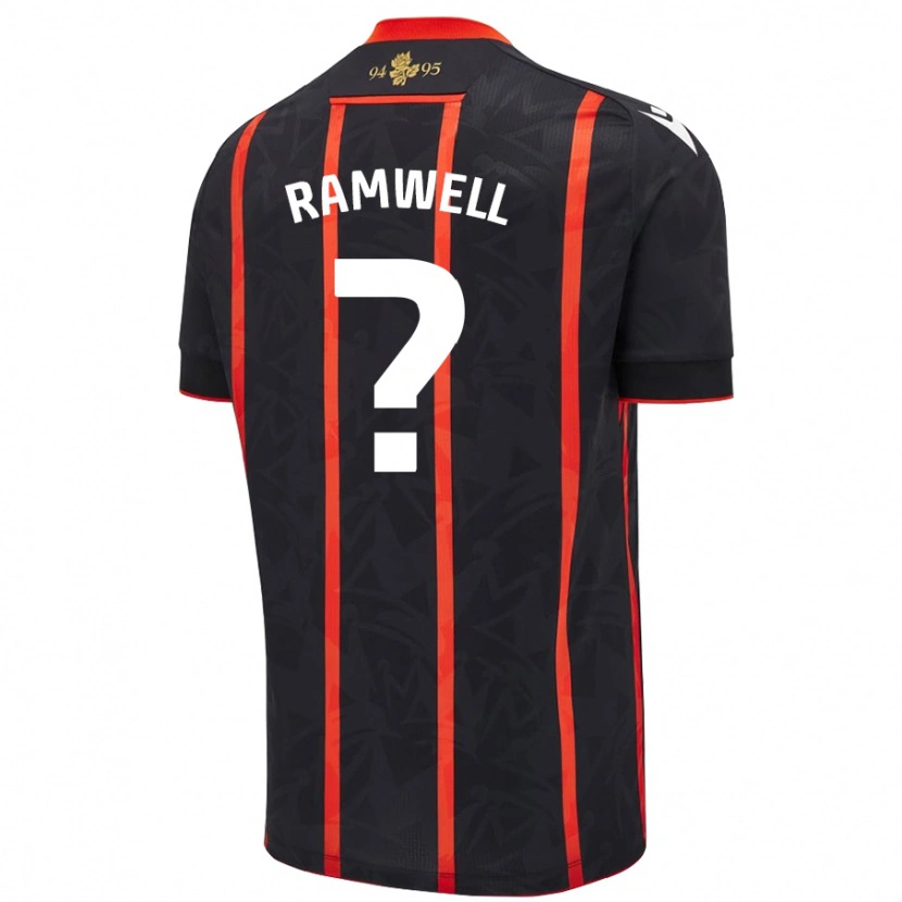 Danxen Dzieci Teddy Ramwell #0 Czarny Czerwony Wyjazdowa Koszulka 2024/25 Koszulki Klubowe