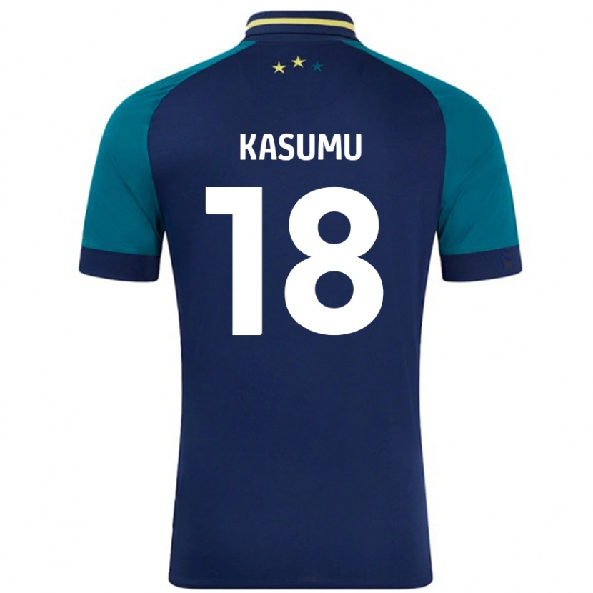 Danxen Dzieci David Kasumu #18 Granatowy Ciemnozielony Wyjazdowa Koszulka 2024/25 Koszulki Klubowe