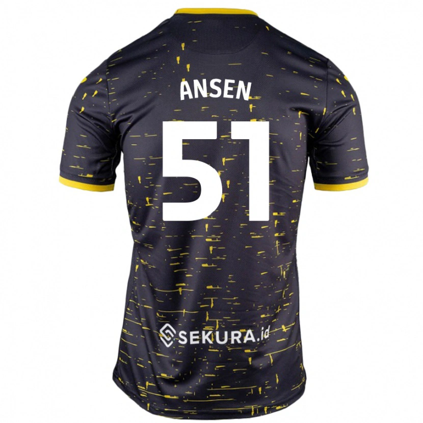 Danxen Dzieci Caleb Ansen #51 Czarny Żółty Wyjazdowa Koszulka 2024/25 Koszulki Klubowe