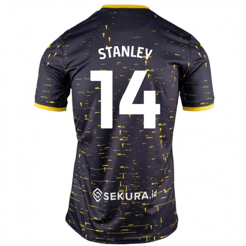 Danxen Dzieci Kathryn Stanley #14 Czarny Żółty Wyjazdowa Koszulka 2024/25 Koszulki Klubowe