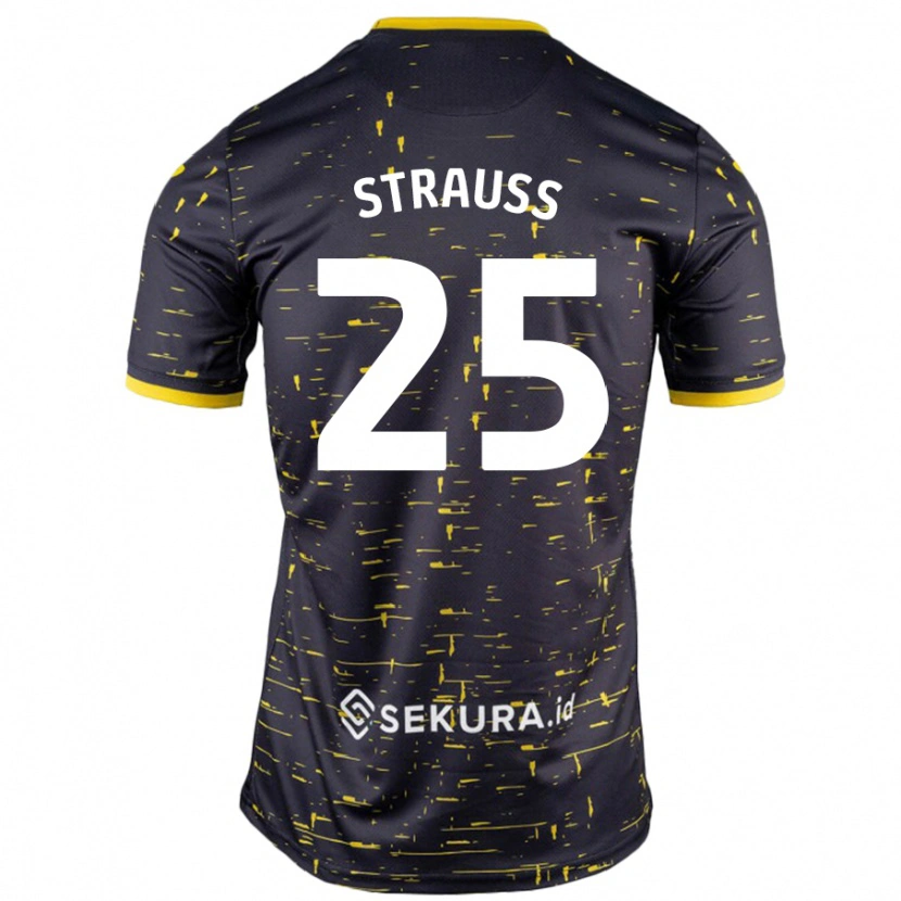 Danxen Dzieci Hope Strauss #25 Czarny Żółty Wyjazdowa Koszulka 2024/25 Koszulki Klubowe