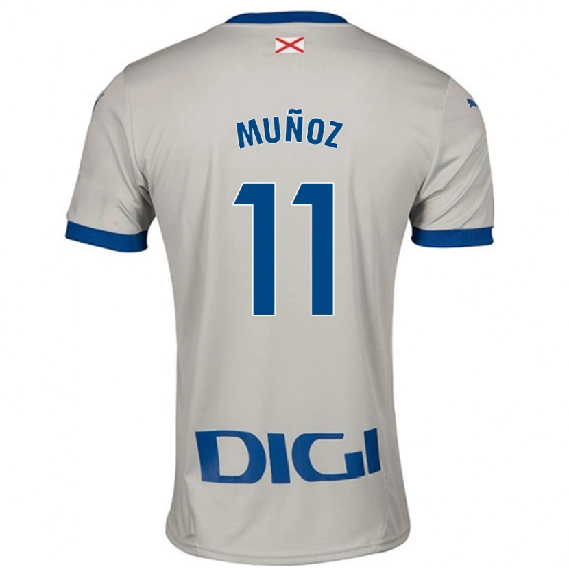Danxen Dzieci Egoitz Muñoz #11 Jasnoszary Wyjazdowa Koszulka 2024/25 Koszulki Klubowe