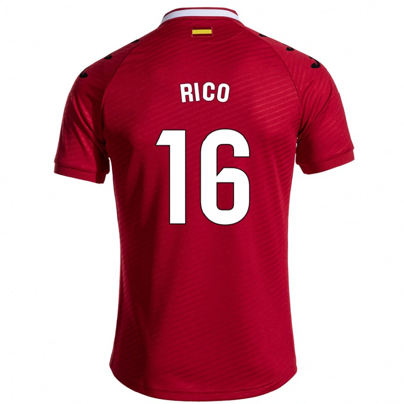 Danxen Dzieci Diego Rico #16 Ciemnoczerwony Wyjazdowa Koszulka 2024/25 Koszulki Klubowe