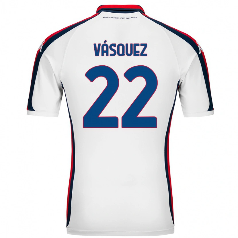 Danxen Dzieci Johan Vásquez #22 Biały Wyjazdowa Koszulka 2024/25 Koszulki Klubowe