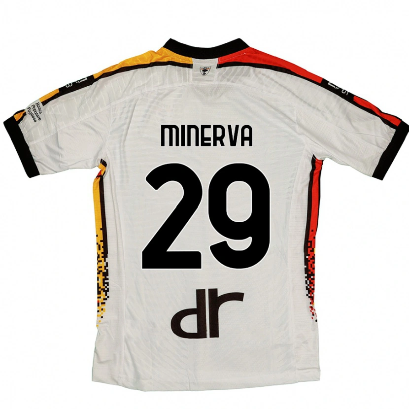 Danxen Dzieci Francesco Minerva #29 Biały Czarny Wyjazdowa Koszulka 2024/25 Koszulki Klubowe