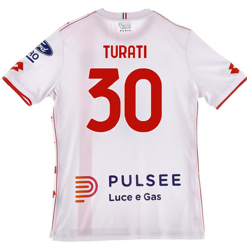 Danxen Dzieci Stefano Turati #30 Biały Czerwony Wyjazdowa Koszulka 2024/25 Koszulki Klubowe