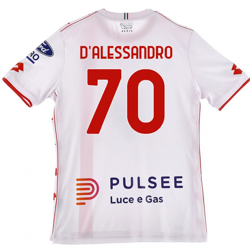 Danxen Dzieci Marco D'alessandro #70 Biały Czerwony Wyjazdowa Koszulka 2024/25 Koszulki Klubowe