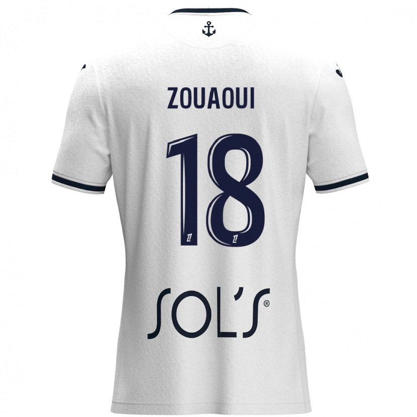 Danxen Dzieci Yanis Zouaoui #18 Biały Ciemnoniebieski Wyjazdowa Koszulka 2024/25 Koszulki Klubowe