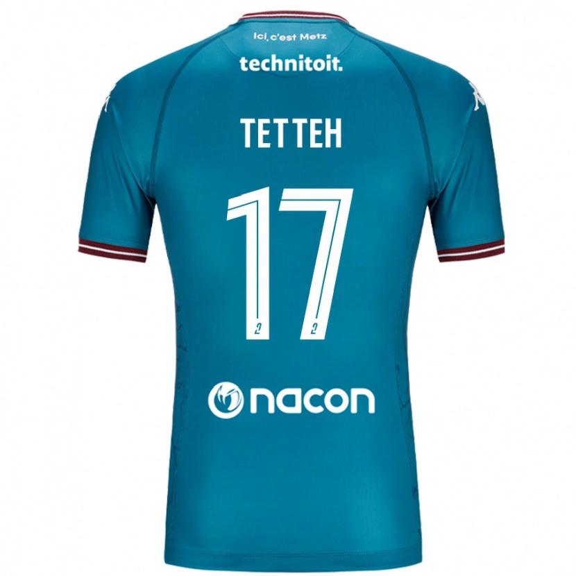 Danxen Dzieci Benjamin Tetteh #17 Niebieski Petrol Wyjazdowa Koszulka 2024/25 Koszulki Klubowe
