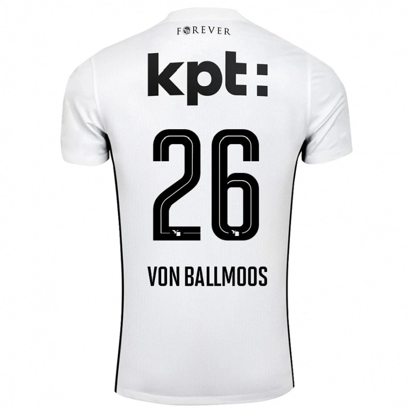 Danxen Dzieci David Von Ballmoos #26 Biały Czarny Wyjazdowa Koszulka 2024/25 Koszulki Klubowe