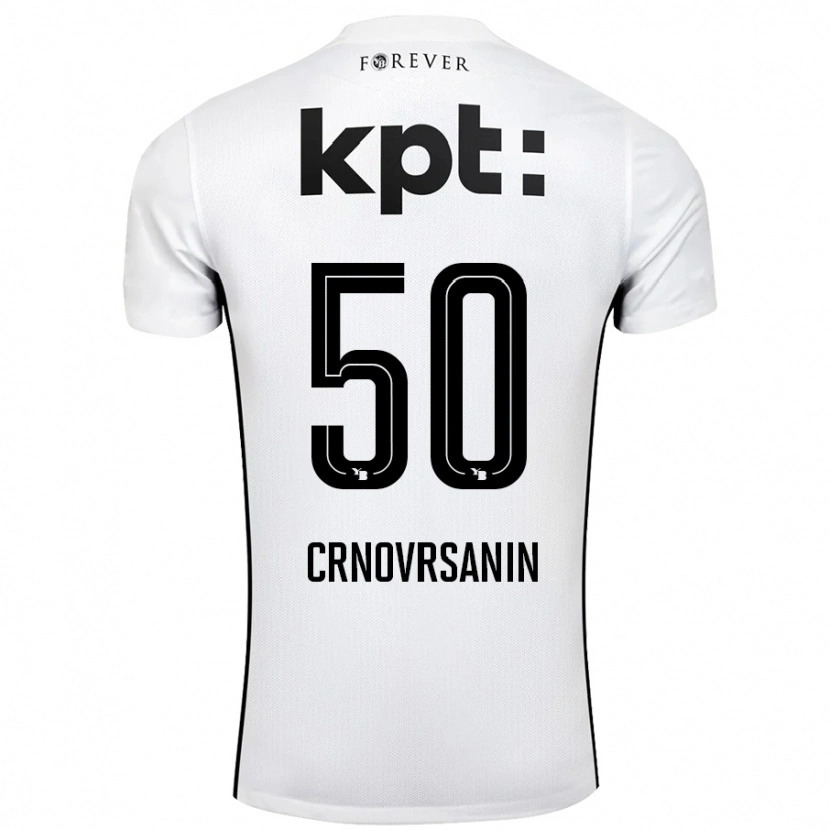 Danxen Dzieci Sadin Crnovrsanin #50 Biały Czarny Wyjazdowa Koszulka 2024/25 Koszulki Klubowe