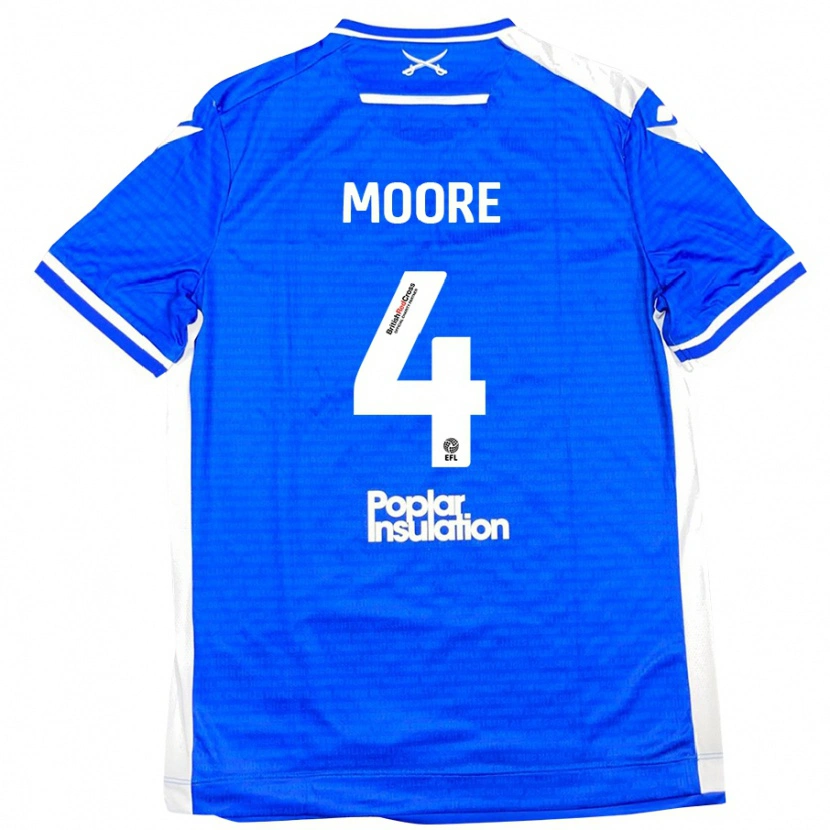 Danxen Męski Taylor Moore #4 Niebieski Biały Domowa Koszulka 2024/25 Koszulki Klubowe