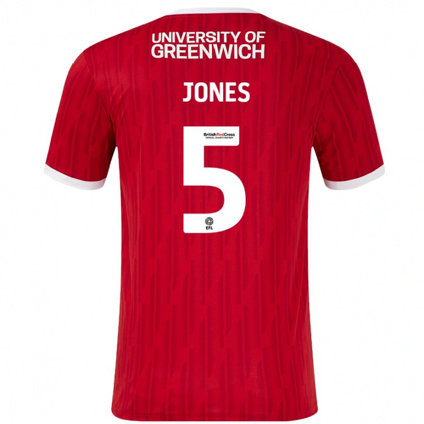 Danxen Męski Lloyd Jones #5 Czerwony Biały Domowa Koszulka 2024/25 Koszulki Klubowe
