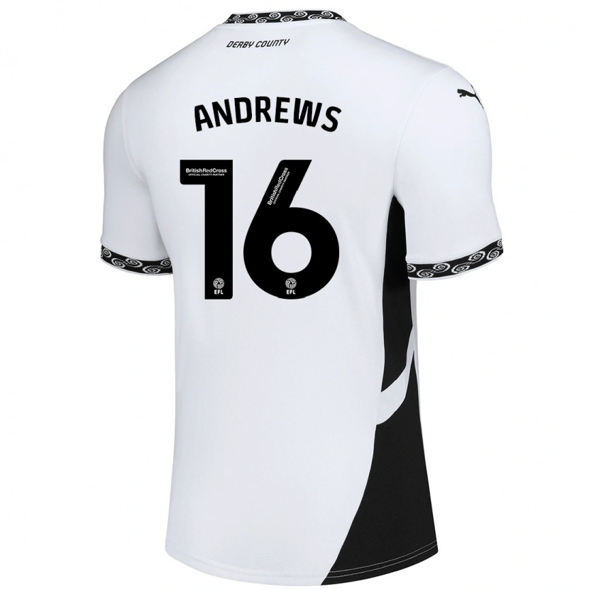 Danxen Męski Marli Rhodes-Andrews #16 Biały Czarny Domowa Koszulka 2024/25 Koszulki Klubowe