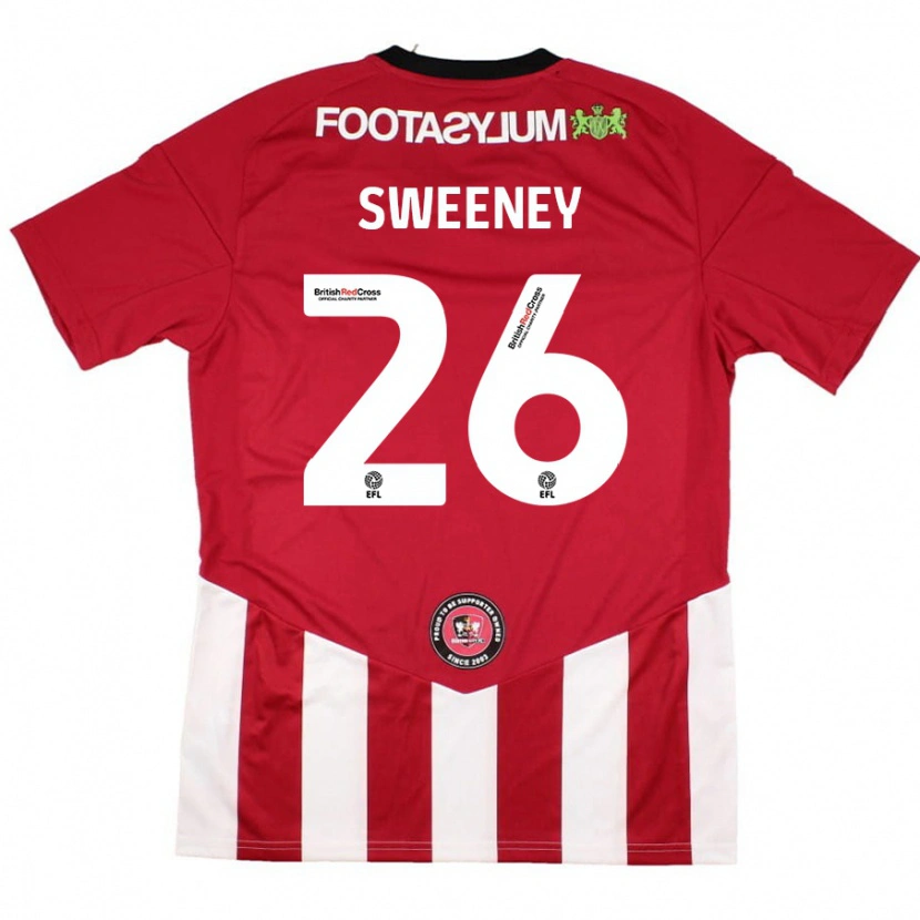 Danxen Męski Pierce Sweeney #26 Czerwony Biały Domowa Koszulka 2024/25 Koszulki Klubowe