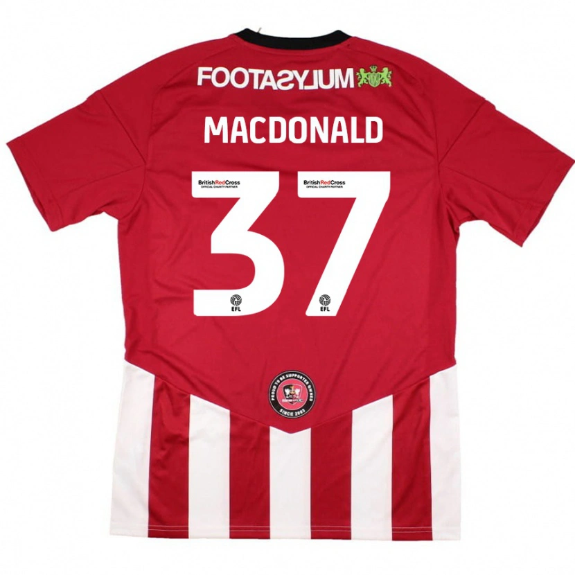 Danxen Męski Shaun Macdonald #37 Czerwony Biały Domowa Koszulka 2024/25 Koszulki Klubowe
