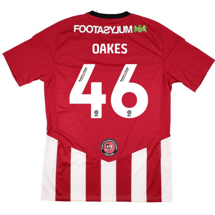 Danxen Męski Liam Oakes #46 Czerwony Biały Domowa Koszulka 2024/25 Koszulki Klubowe