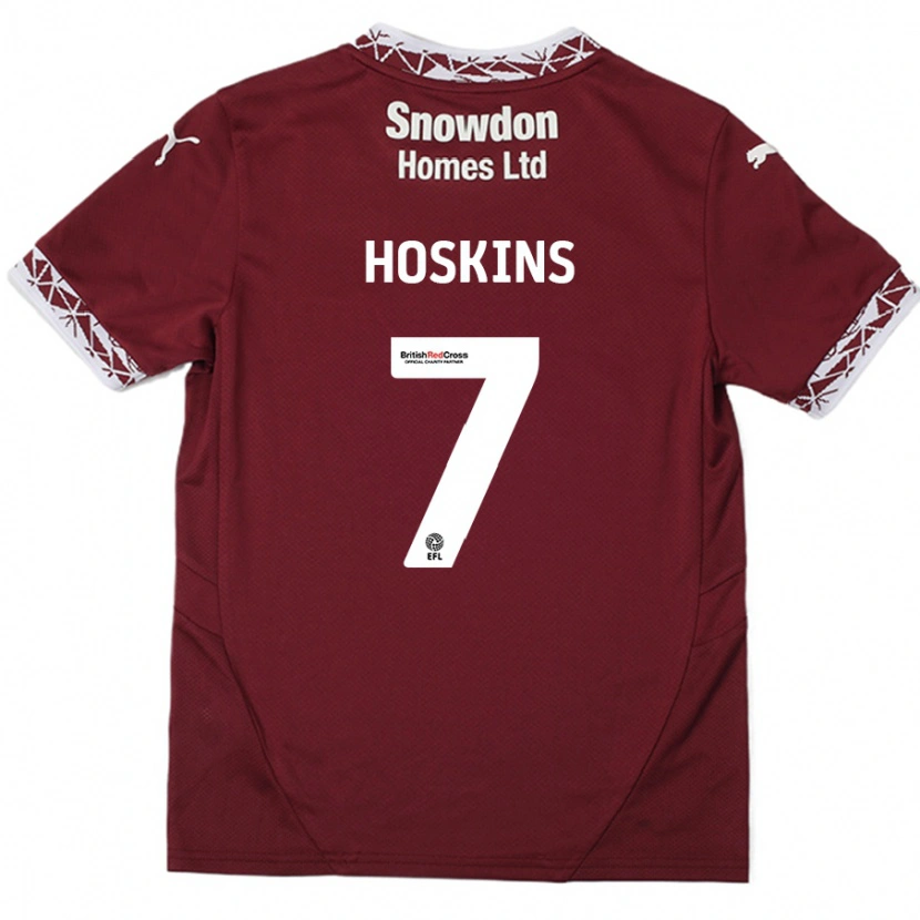 Danxen Męski Sam Hoskins #7 Burgundowy Domowa Koszulka 2024/25 Koszulki Klubowe