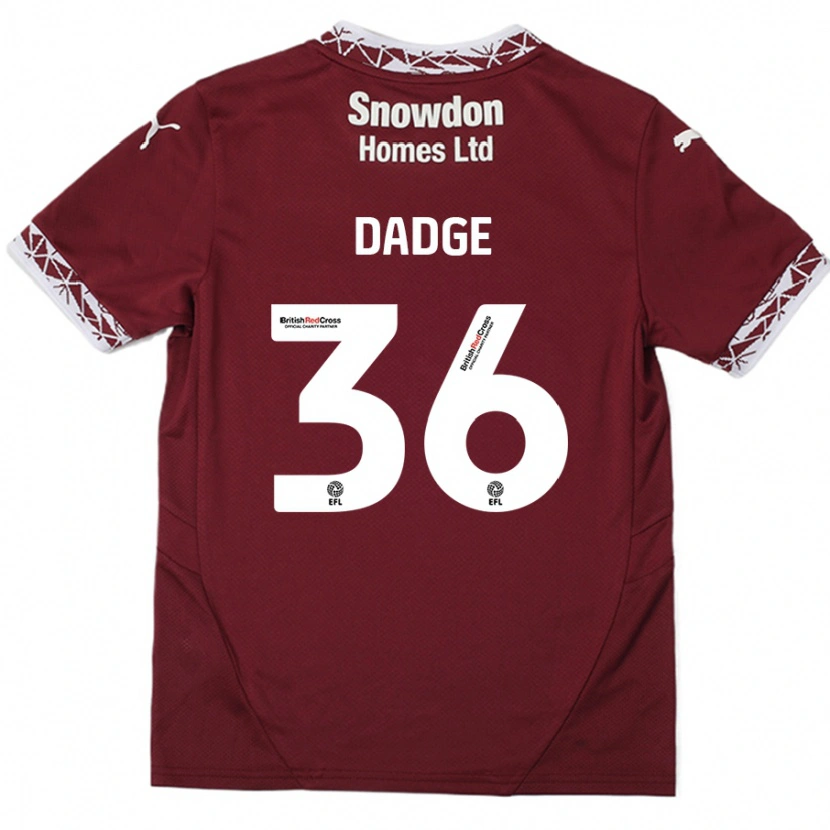 Danxen Męski James Dadge #36 Burgundowy Domowa Koszulka 2024/25 Koszulki Klubowe