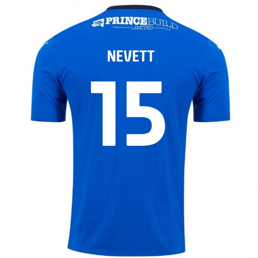 Danxen Męski George Nevett #15 Niebieski Biały Domowa Koszulka 2024/25 Koszulki Klubowe