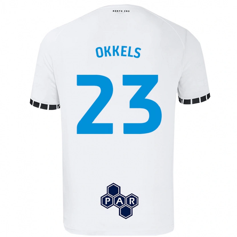 Danxen Męski Jeppe Okkels #23 Biały Domowa Koszulka 2024/25 Koszulki Klubowe
