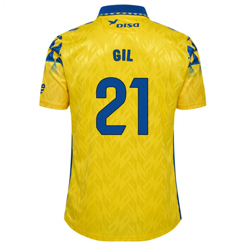 Danxen Męski Iván Gil #21 Żółty Niebieski Domowa Koszulka 2024/25 Koszulki Klubowe