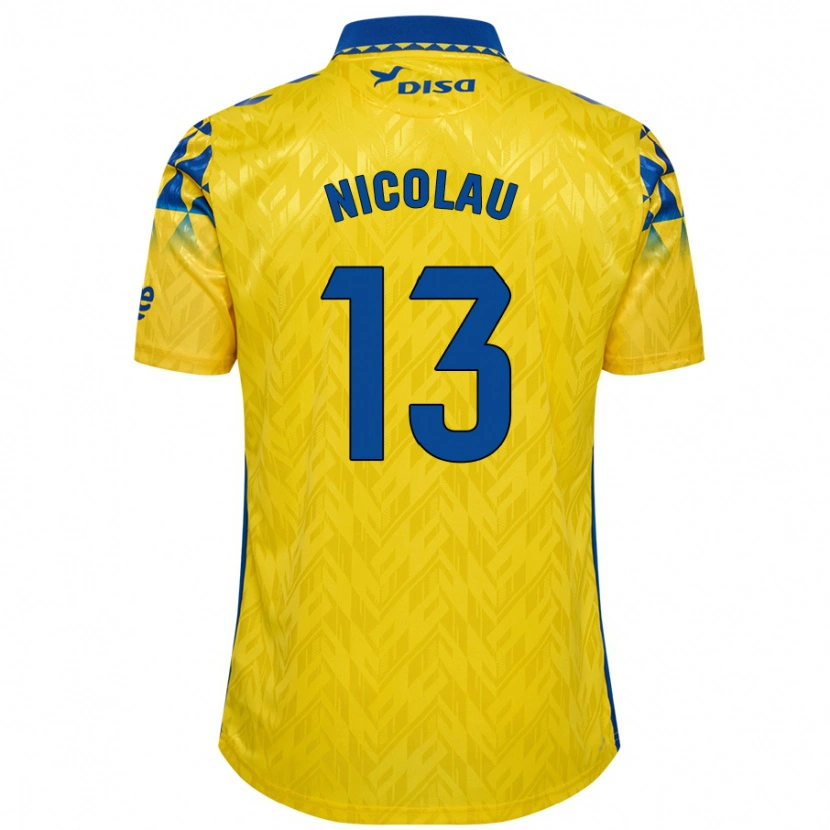 Danxen Męski Nacho Nicolau #13 Żółty Niebieski Domowa Koszulka 2024/25 Koszulki Klubowe
