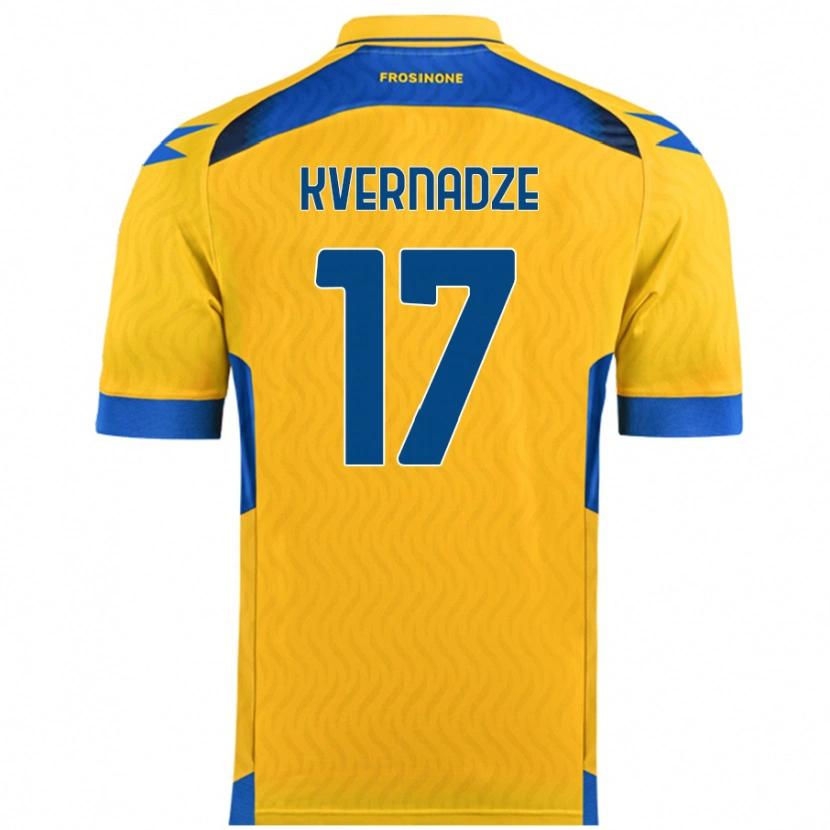 Danxen Męski Giorgi Kvernadze #17 Żółty Domowa Koszulka 2024/25 Koszulki Klubowe