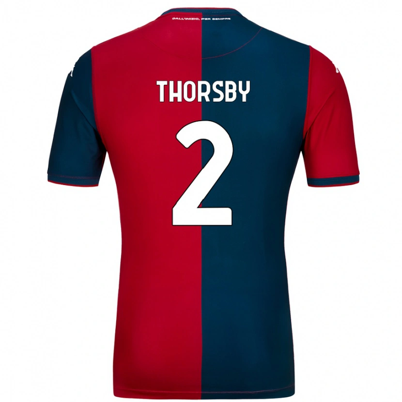 Danxen Męski Morten Thorsby #2 Czerwony Ciemnoniebieski Domowa Koszulka 2024/25 Koszulki Klubowe