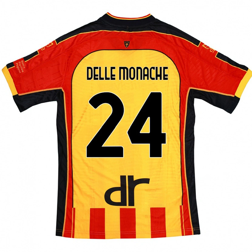 Danxen Męski Marco Delle Monache #24 Żółty Czerwony Domowa Koszulka 2024/25 Koszulki Klubowe