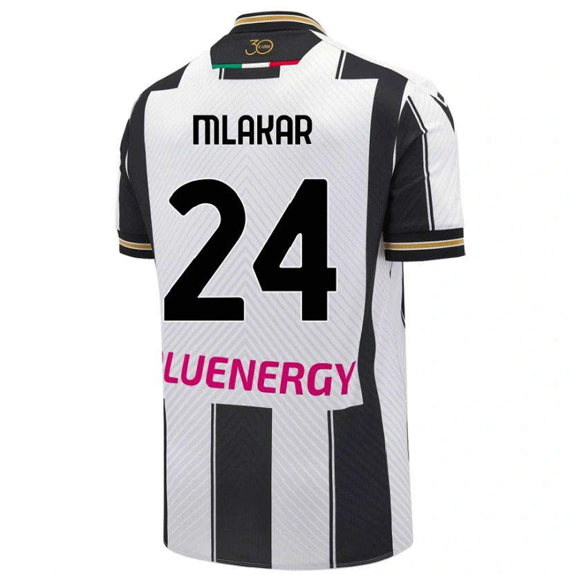 Danxen Męski Lorenzo Mlakar #24 Biały Czarny Domowa Koszulka 2024/25 Koszulki Klubowe