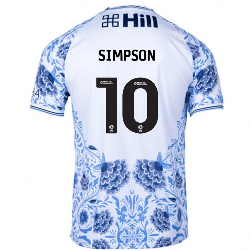 Danxen Męski Harley-Jean Simpson #10 Biały Niebieski Wyjazdowa Koszulka 2024/25 Koszulki Klubowe