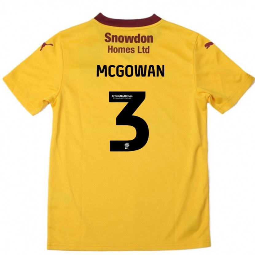 Danxen Męski Aaron Mcgowan #3 Pomarańczowy Burgundowy Wyjazdowa Koszulka 2024/25 Koszulki Klubowe