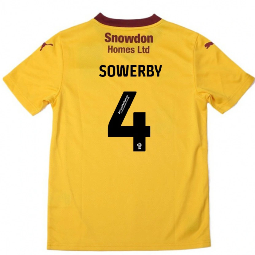 Danxen Męski Jack Sowerby #4 Pomarańczowy Burgundowy Wyjazdowa Koszulka 2024/25 Koszulki Klubowe