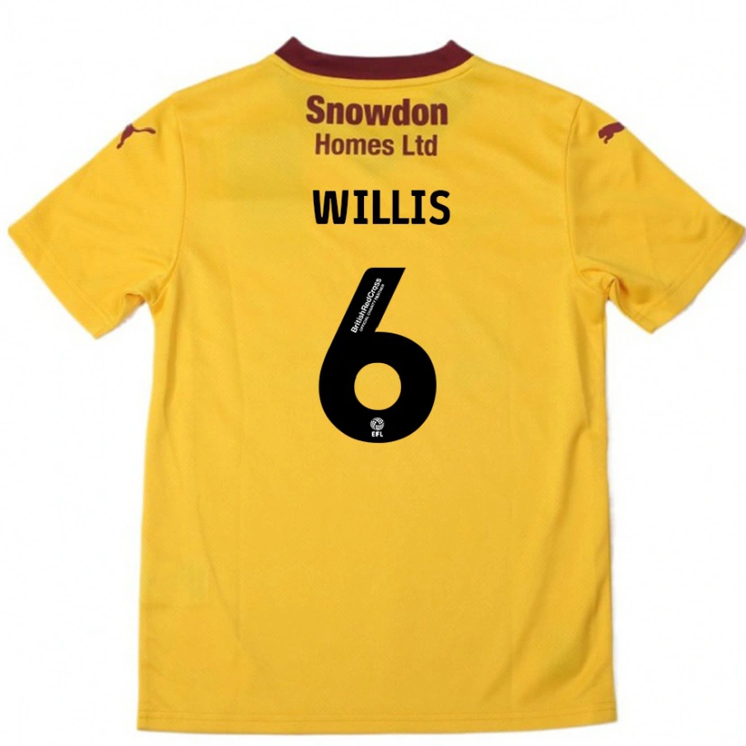 Danxen Męski Jordan Willis #6 Pomarańczowy Burgundowy Wyjazdowa Koszulka 2024/25 Koszulki Klubowe
