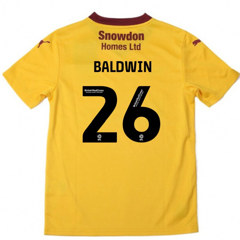Danxen Męski Jack Baldwin #26 Pomarańczowy Burgundowy Wyjazdowa Koszulka 2024/25 Koszulki Klubowe