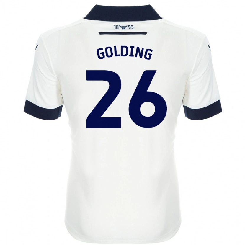 Danxen Męski James Golding #26 Biały Granatowy Wyjazdowa Koszulka 2024/25 Koszulki Klubowe