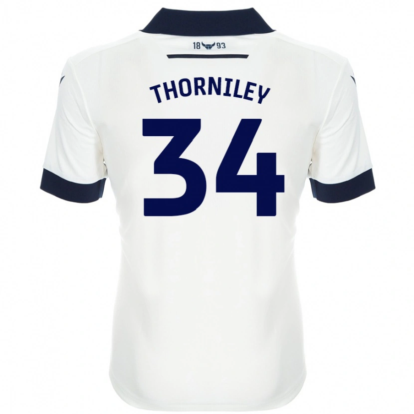 Danxen Męski Jordan Thorniley #34 Biały Granatowy Wyjazdowa Koszulka 2024/25 Koszulki Klubowe