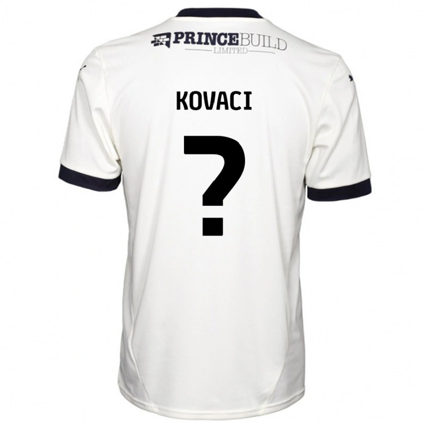 Danxen Męski Milan Kovaci #0 Łamana Biel Czarny Wyjazdowa Koszulka 2024/25 Koszulki Klubowe