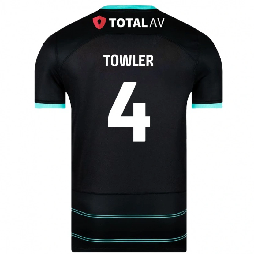 Danxen Męski Ryley Towler #4 Czarny Wyjazdowa Koszulka 2024/25 Koszulki Klubowe