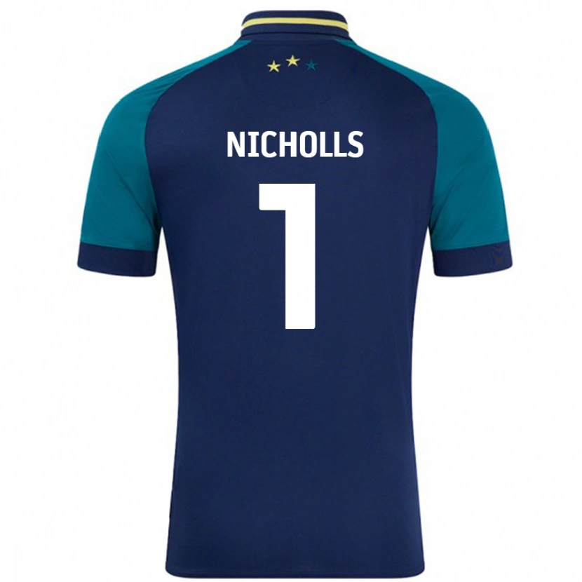Danxen Męski Lee Nicholls #1 Granatowy Ciemnozielony Wyjazdowa Koszulka 2024/25 Koszulki Klubowe