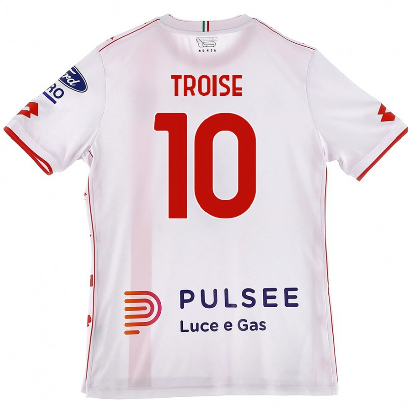 Danxen Męski Antonio Troise #10 Biały Czerwony Wyjazdowa Koszulka 2024/25 Koszulki Klubowe