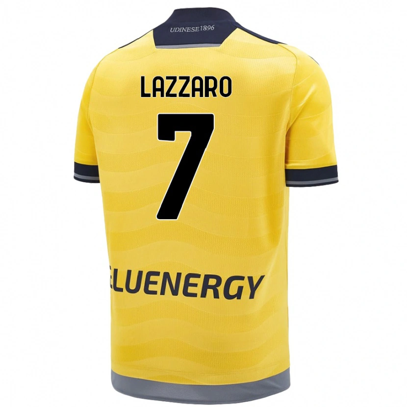 Danxen Męski Davide Lazzaro #7 Złoty Wyjazdowa Koszulka 2024/25 Koszulki Klubowe