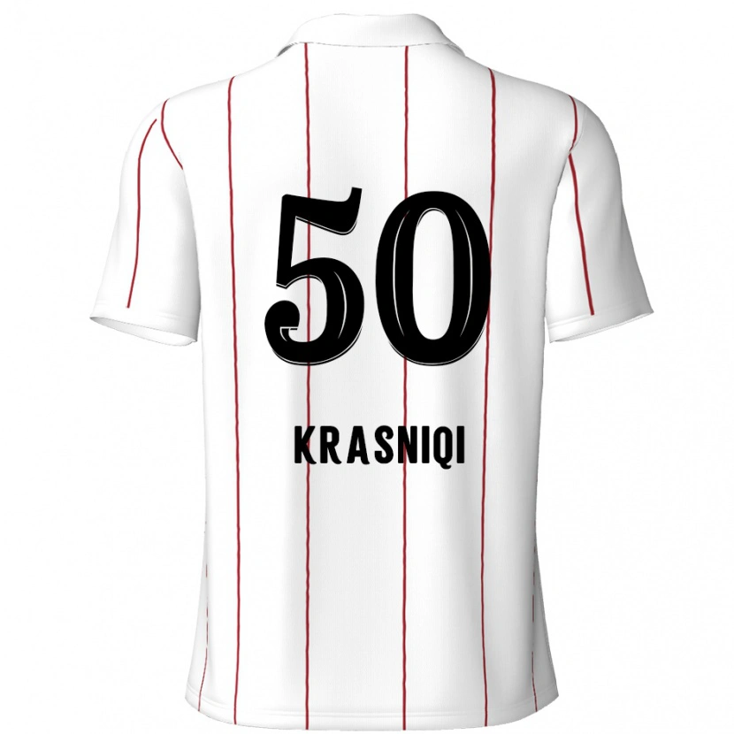 Danxen Męski Laurit Krasniqi #50 Biały Czarny Wyjazdowa Koszulka 2024/25 Koszulki Klubowe