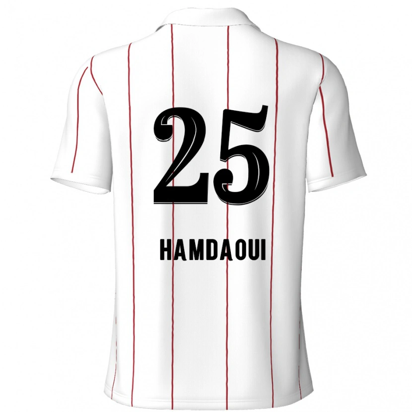 Danxen Męski Youssef Hamdaoui #25 Biały Czarny Wyjazdowa Koszulka 2024/25 Koszulki Klubowe